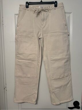 VIGOSS Carpenter Straight Utility Jeans Cream Ivory Stretch Size 31